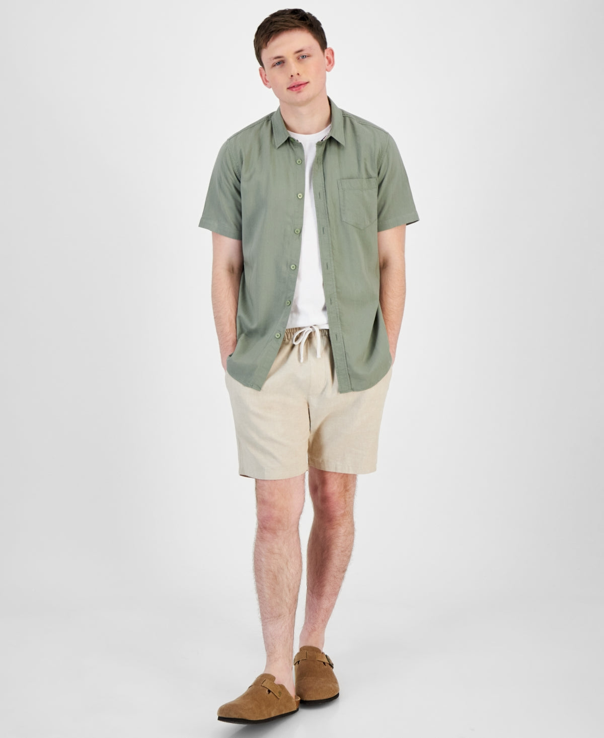 Sun + Stone Mens Charlie Shorts Sand Tan Medium