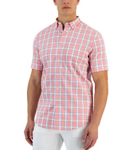 Club Room Men's Verde Short Sleeve Button-Down Coral Shirt Small