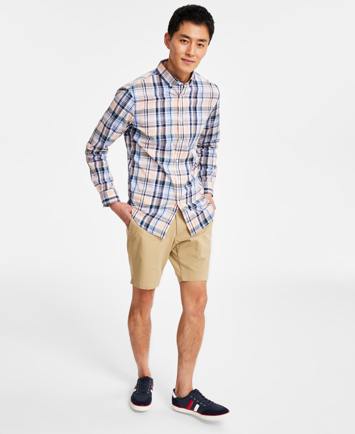 CLUB ROOM Mens Plaid Long-Sleeve Button-Up Shirt Pink Small