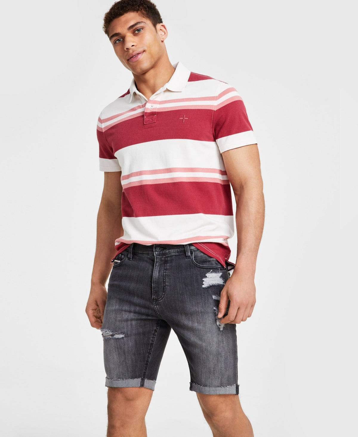 Sun Stone Men's Mayer Regular Fit 10 Inch Denim Shorts Size 36 Black