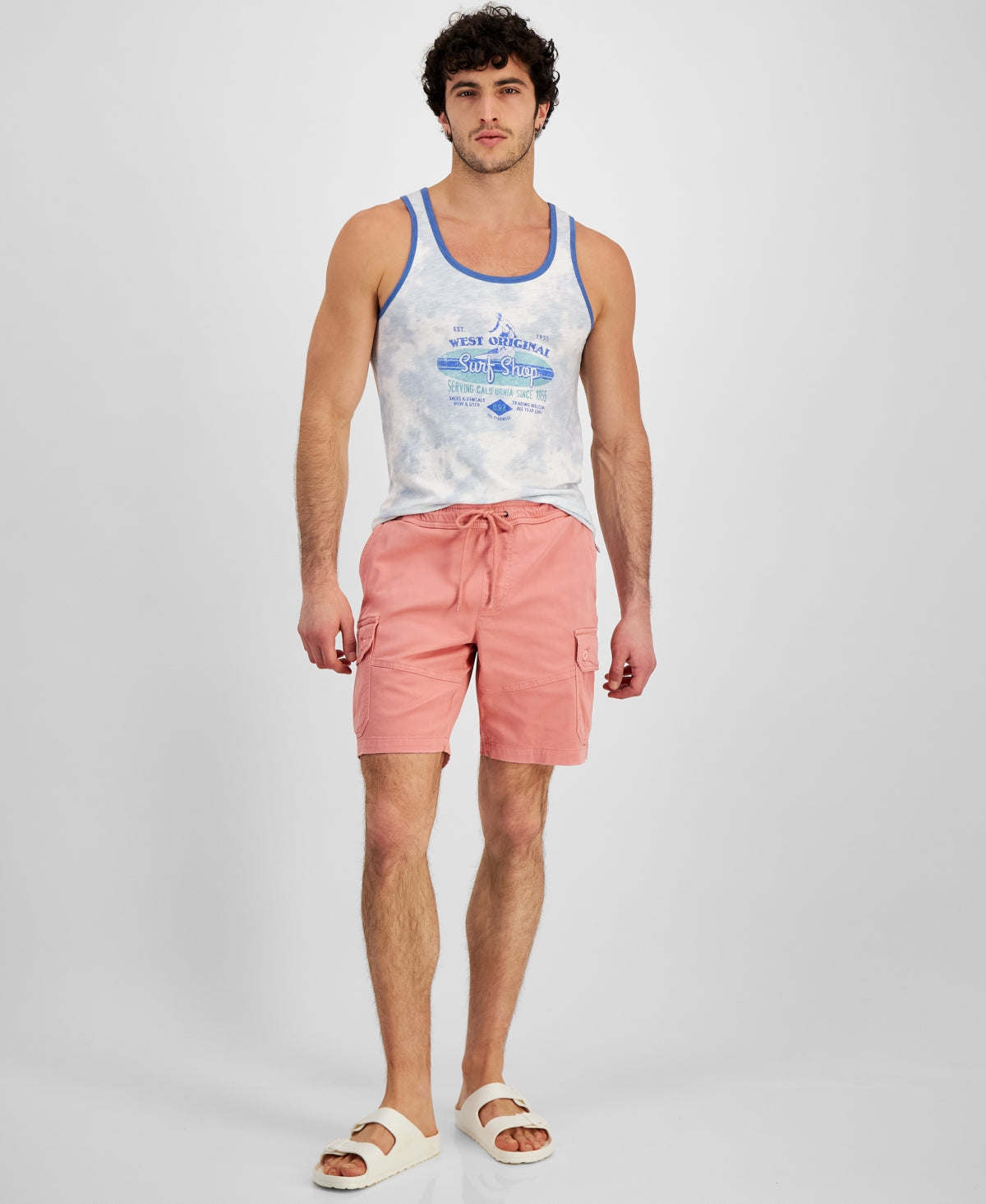 Sun Stone Men's Cargo Shorts Coral Garden Pink XL
