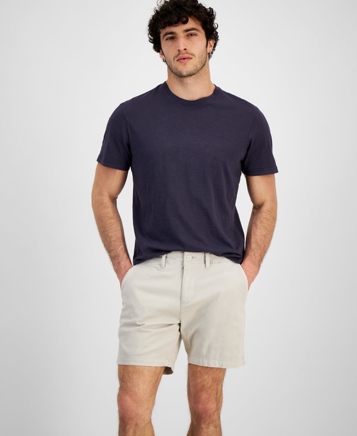 Sun Stone Mens Colin Flat Front 7" Chino Shorts Stone Block 38