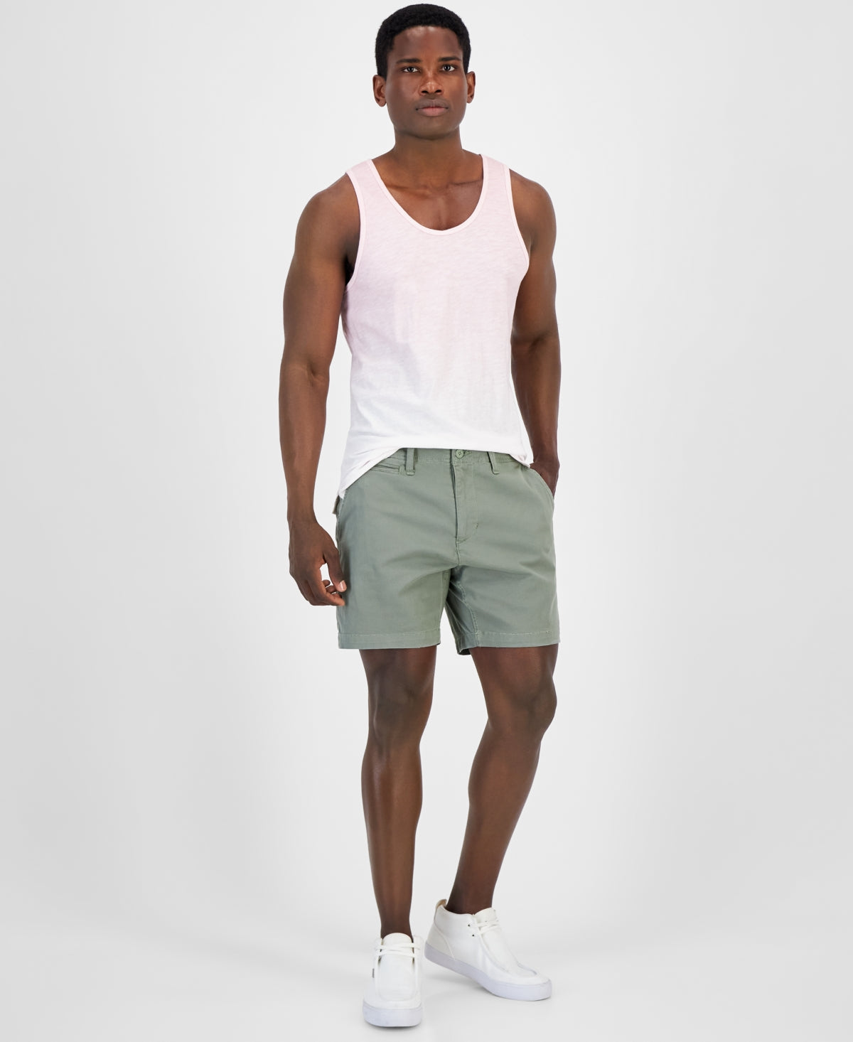 Sun Stone Men's Colin Flat Front 7 Inch Chino Shorts Green 38