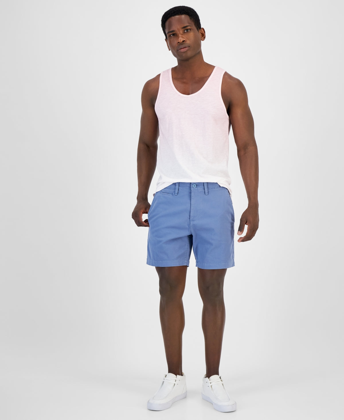 Sun + Stone Men's Colin Flat Front 7" Chino Shorts Blue  34"
