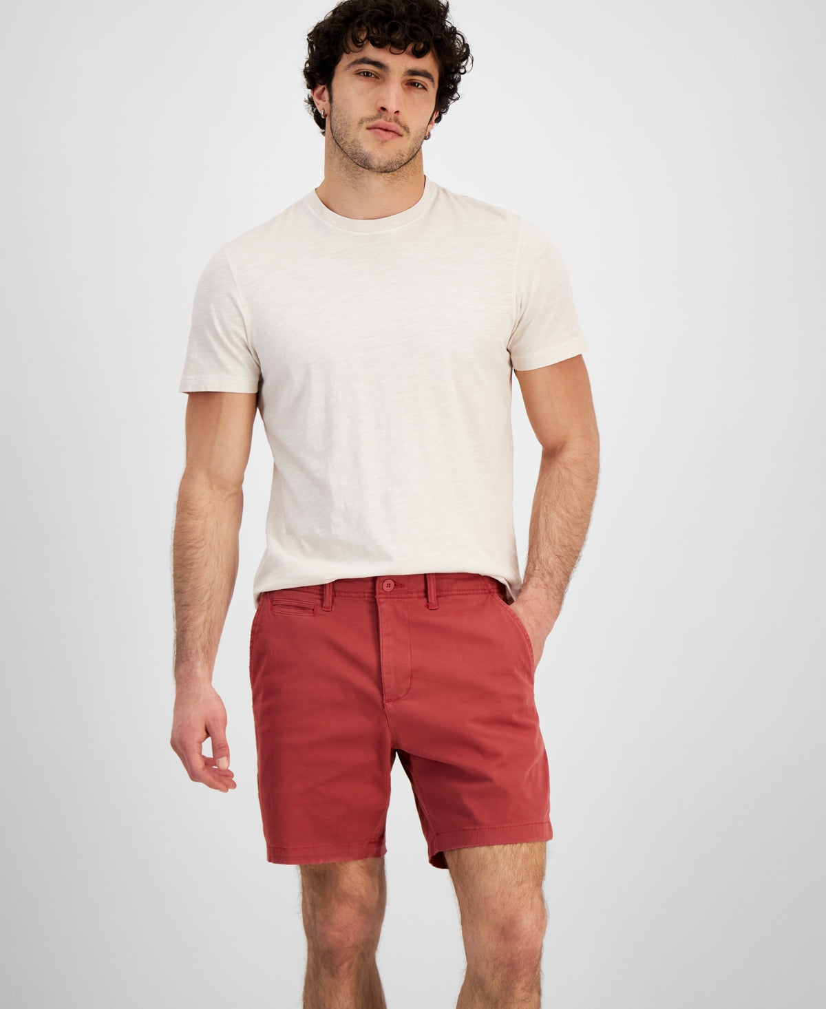 Sun + Stone Men's Colin Flat Front 7" Chino Shorts Red 40