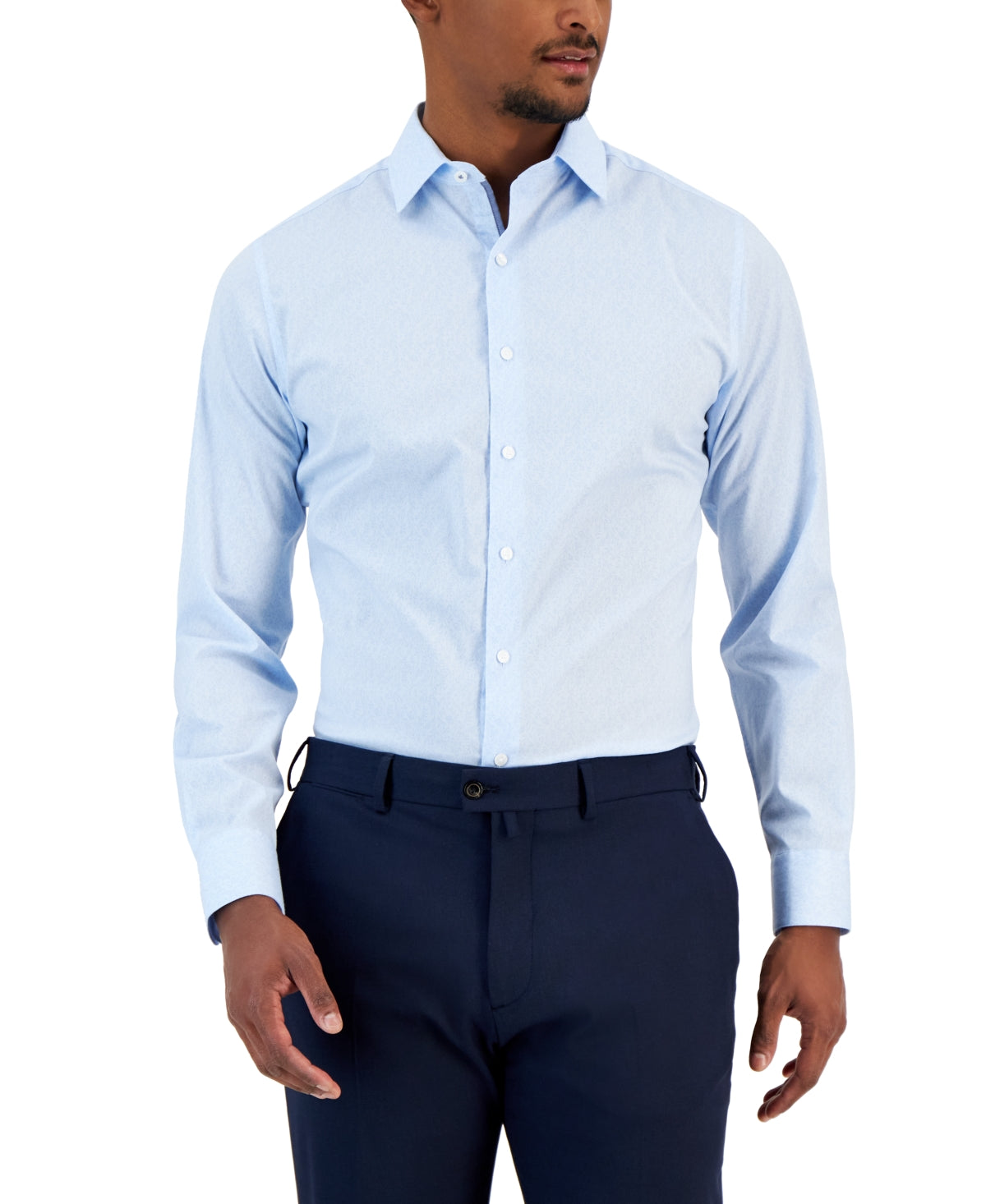 Bar Iii Mens Slim fit Long Sleeve Button-Up Shirt Large Light Blue Floral