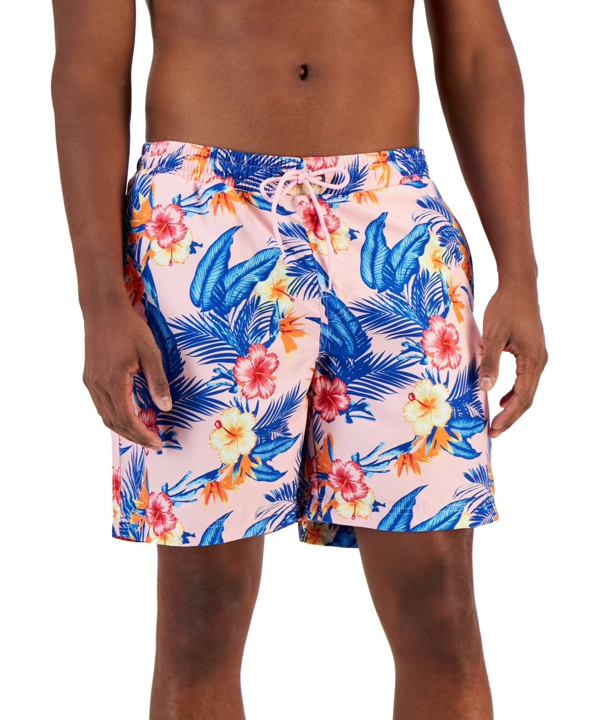 Club Room Men's Swimwear Daniel Tropical Swim Trunks Pink Small