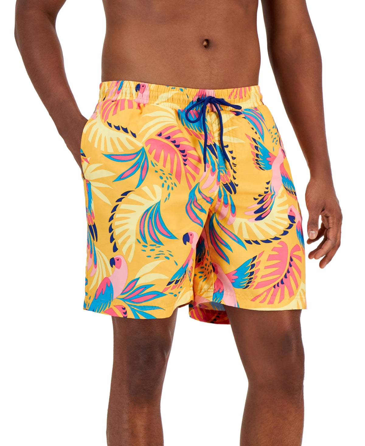 Club Room Men's Bird Swim Trunks Orange 2XL