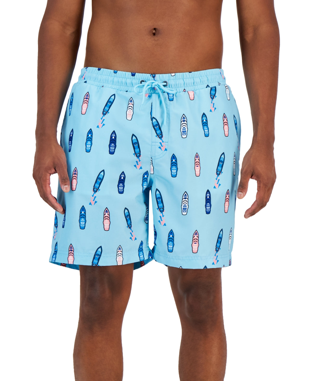 Club Room Men's Wave Catchers Swim Trunks Blue Large