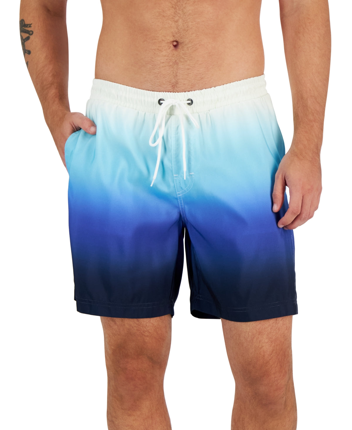 Club Room Men's Kenji Ombre Swim Trunks Blue Black Small