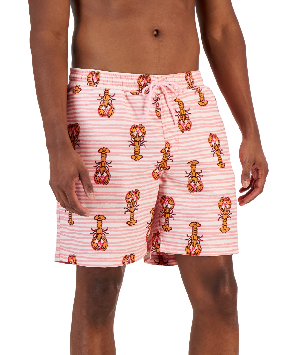 Club Room Mens Lobster Waves Swim Trunk Pink Sky Combo Medium