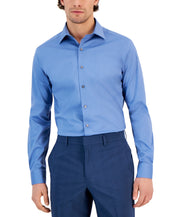 Alfani Mens Slim fit Dress Shirt Small 14-14.5 32-33 Blue Solid