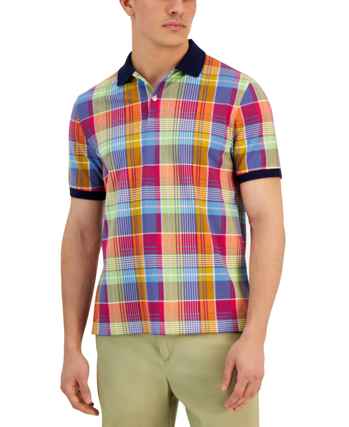 Club Room Men's Ruddy Plaid Short Sleeve Polo Shirt Purple XL