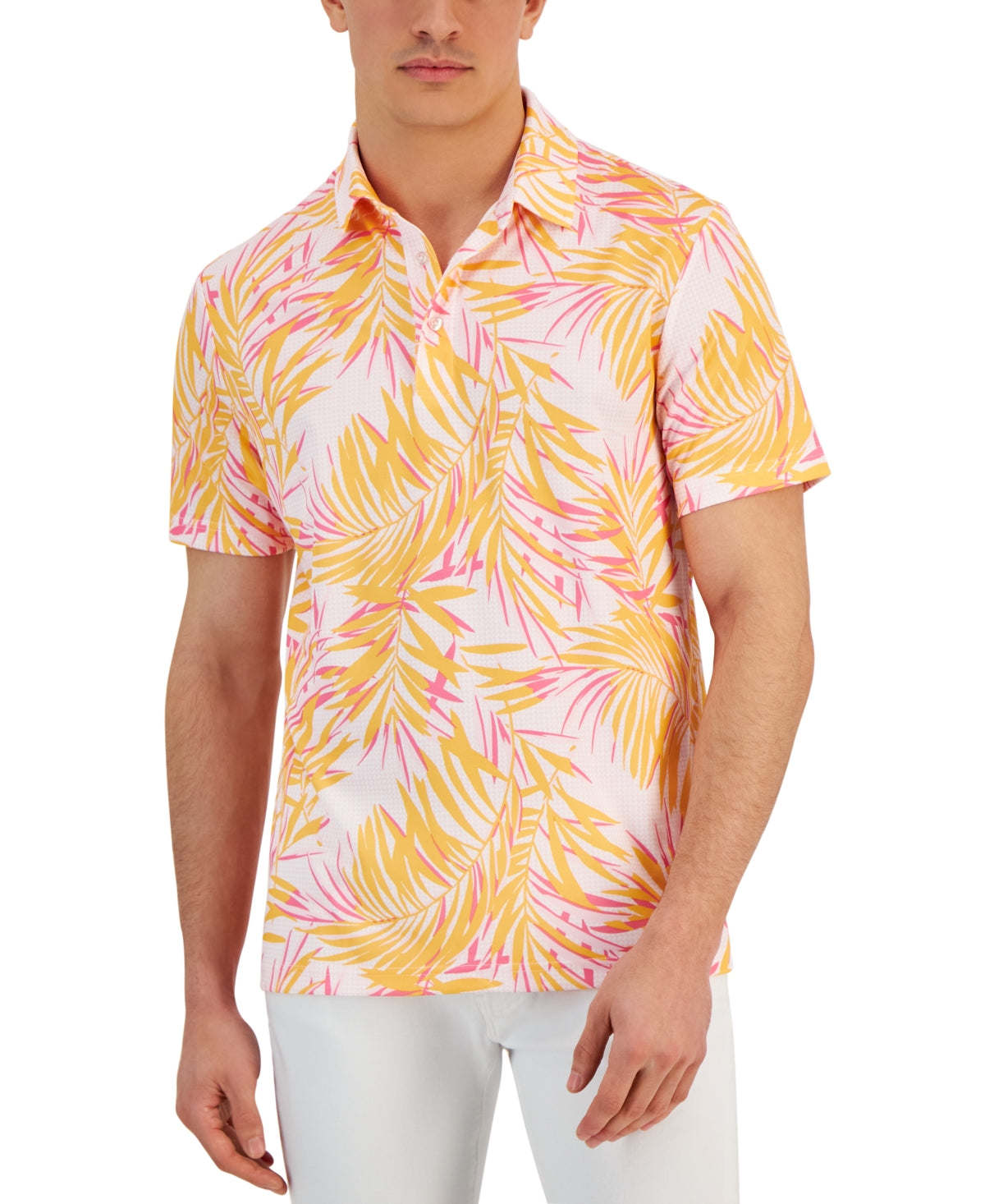 Club Room Mens Orange Canopy Short Sleeve Button Down Shirt Small