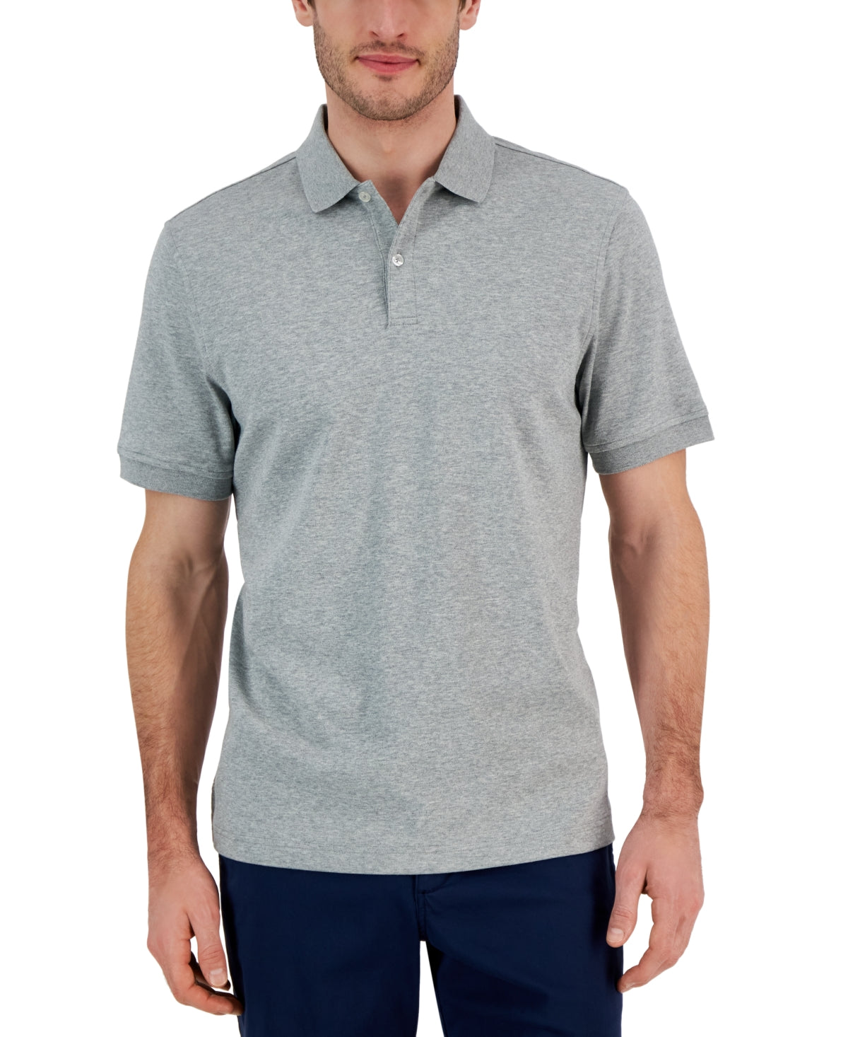 Club Room Men's Polo Short Sleeve Shirt Soft Grey Heather Small