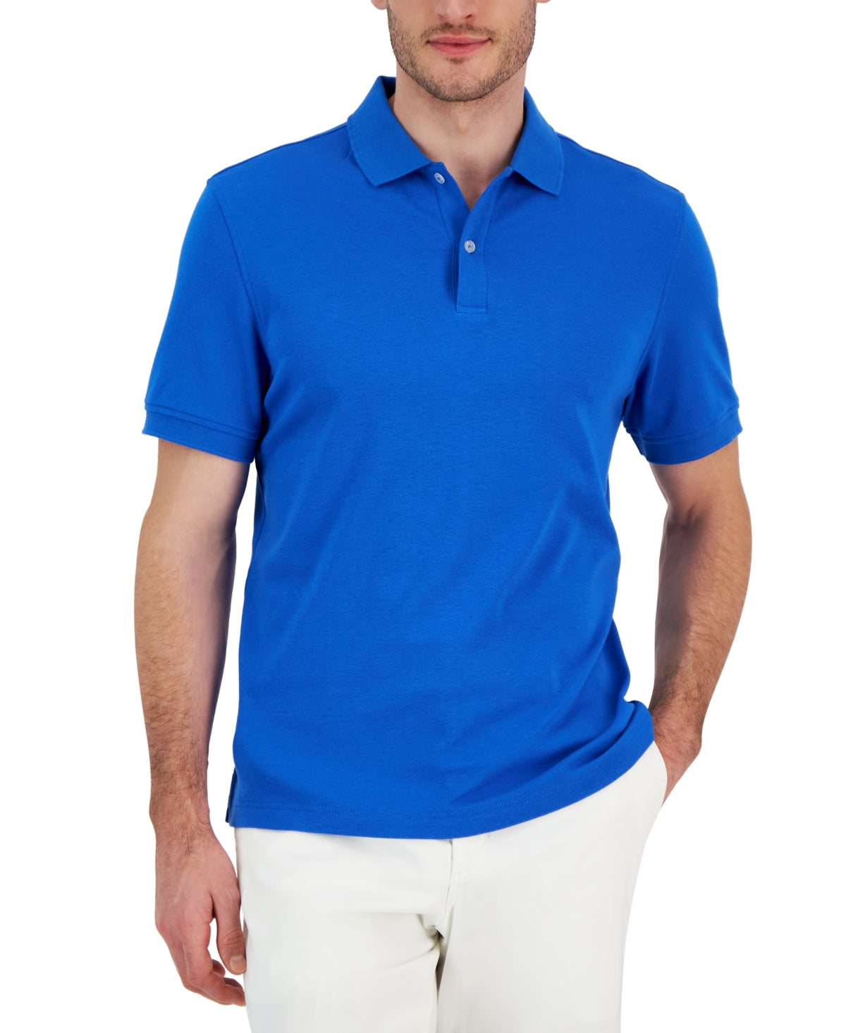 Club Room Seaport Blue Heather Short Sleeve Polo Shirt Large