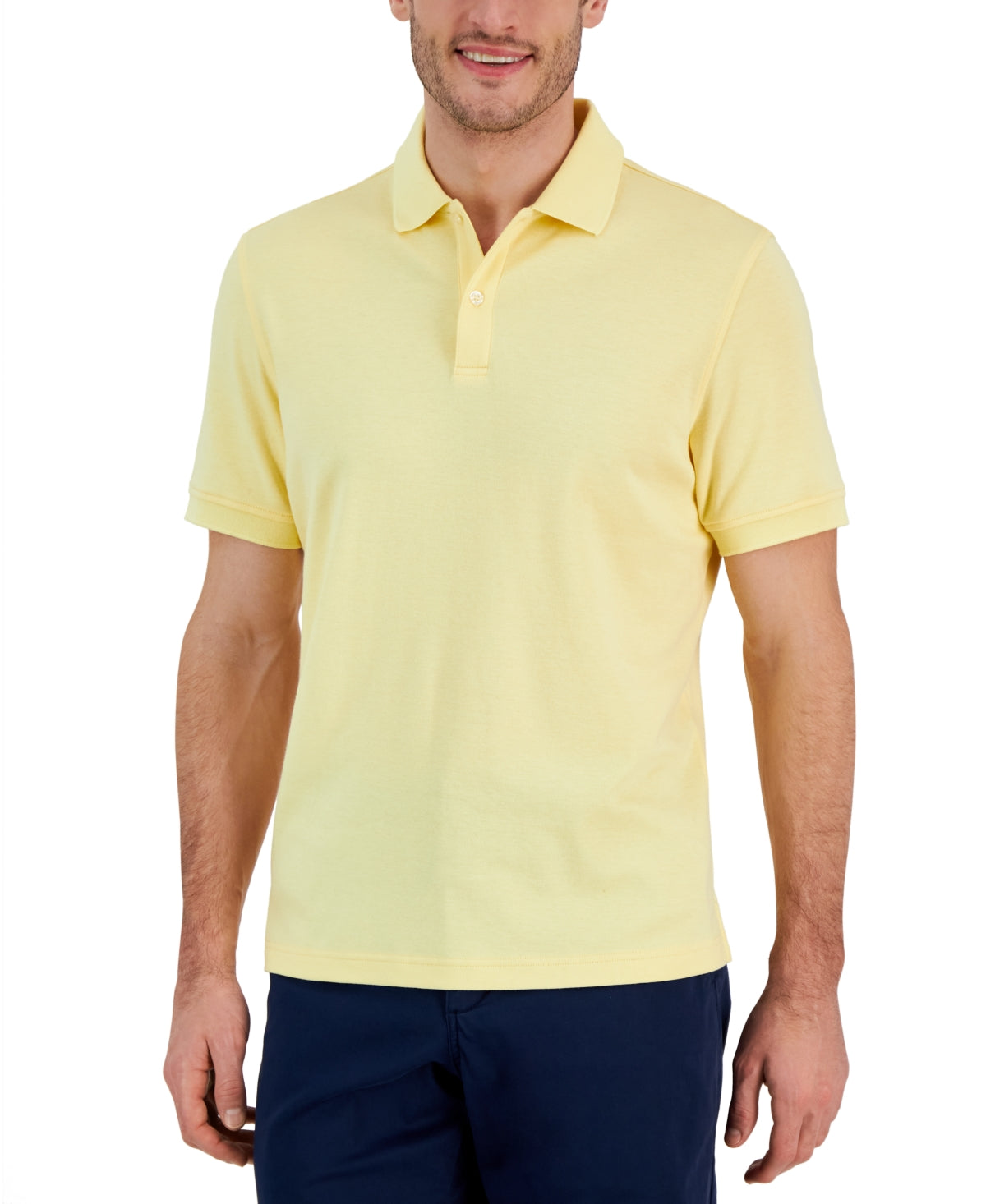 Club Room Men's Soft Touch Interlock Short Sleeve Polo Shirt Yellow 2XL