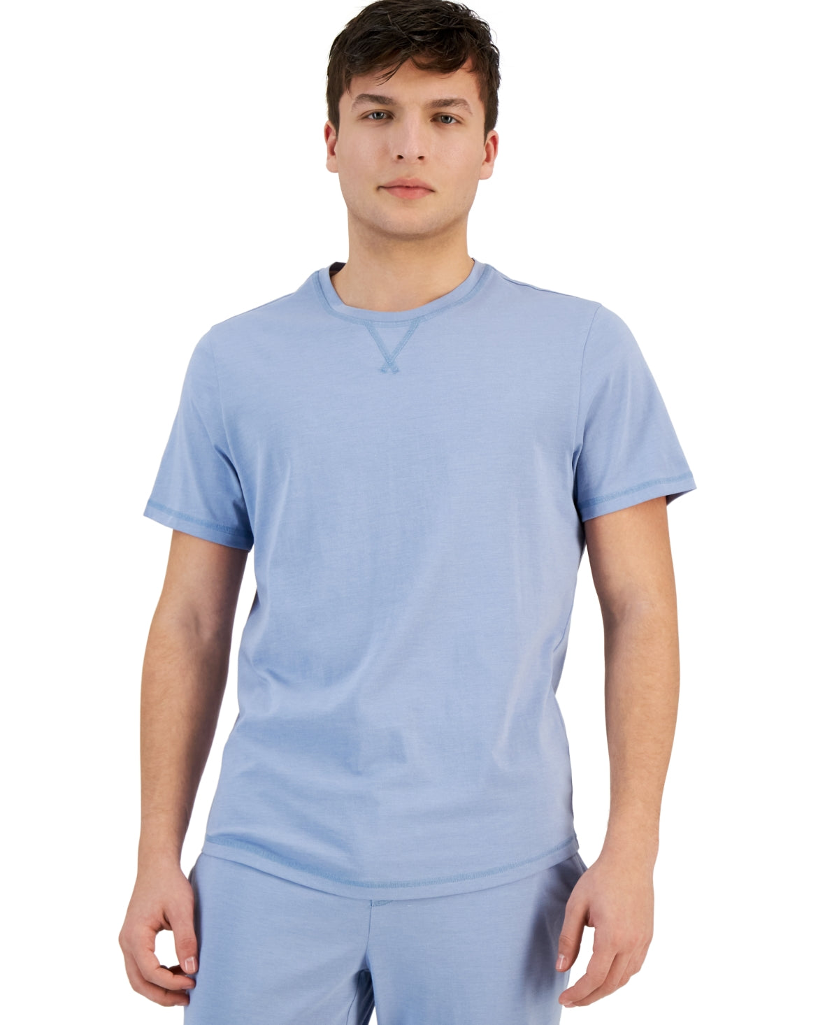 Sun Stone Mens Short Sleeve Crewneck Pajama T Shirt  Rain Washed Blue Medium