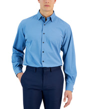 Alfani Mens Slim fit Dress Shirt Large 16-16.5 32-33 Blue Solid