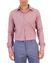 Alfani Mens Slim fit Dress Shirt XL 17-17.5 36-37 Rose Red Argyle/Diamond