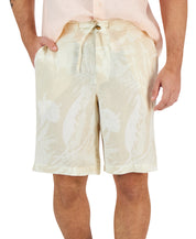 Club Room Mens Floral Linen Shorts Khaki Combo Large