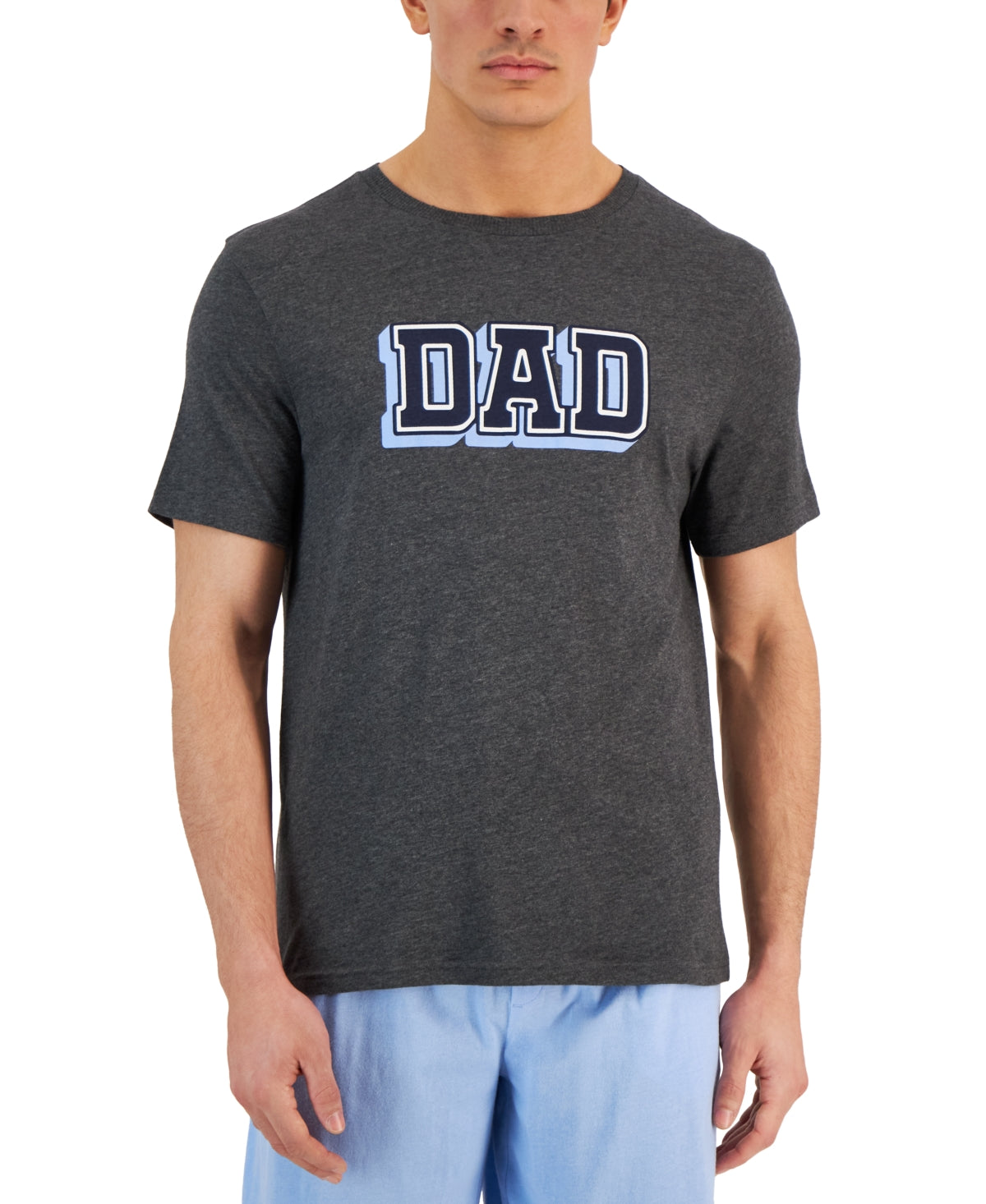 Club Room Men's Dad Sueded Graphic T Shirt Charcoal Heather Grey Small