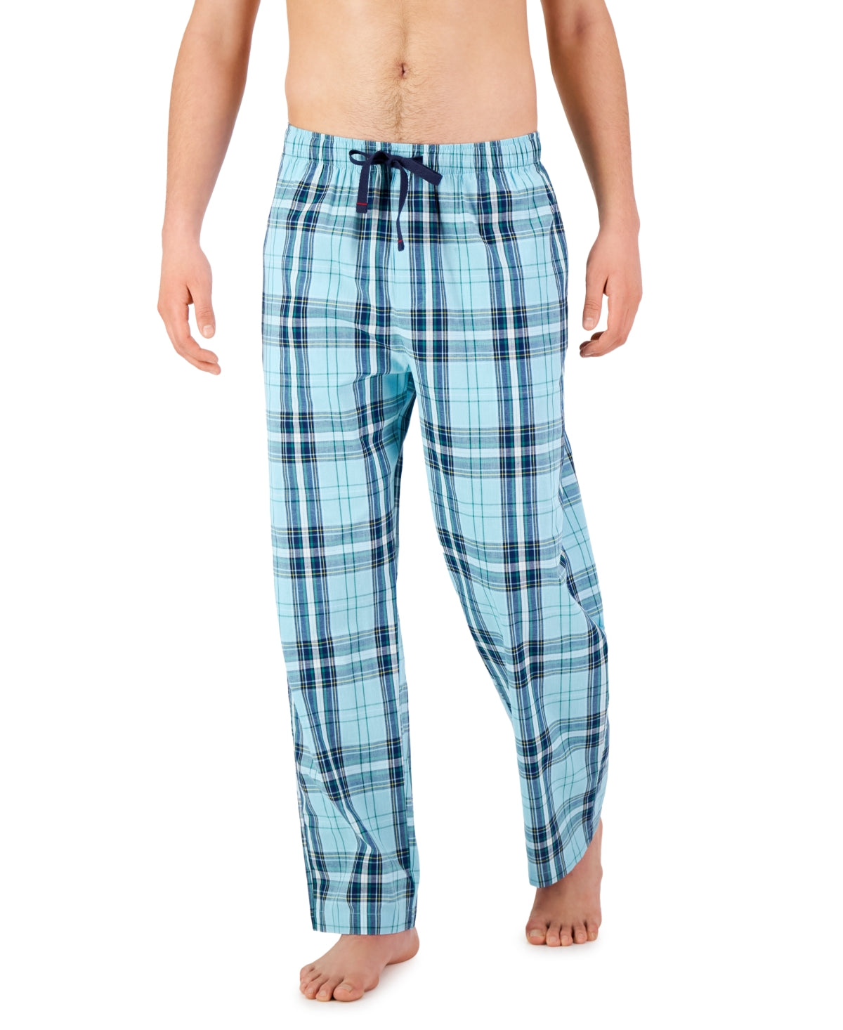 Club Room Men's Lando Plaid Pajama Pants Aqua Blue Combo Small