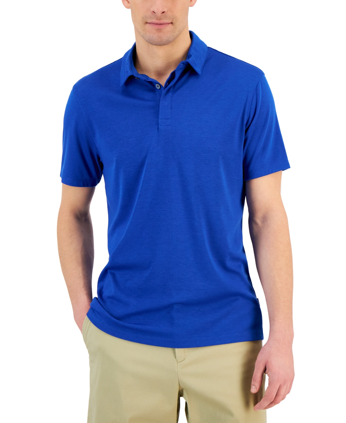 Alfani Men's AlfaTech Stretch Solid Polo Shirt Royal Blue Small