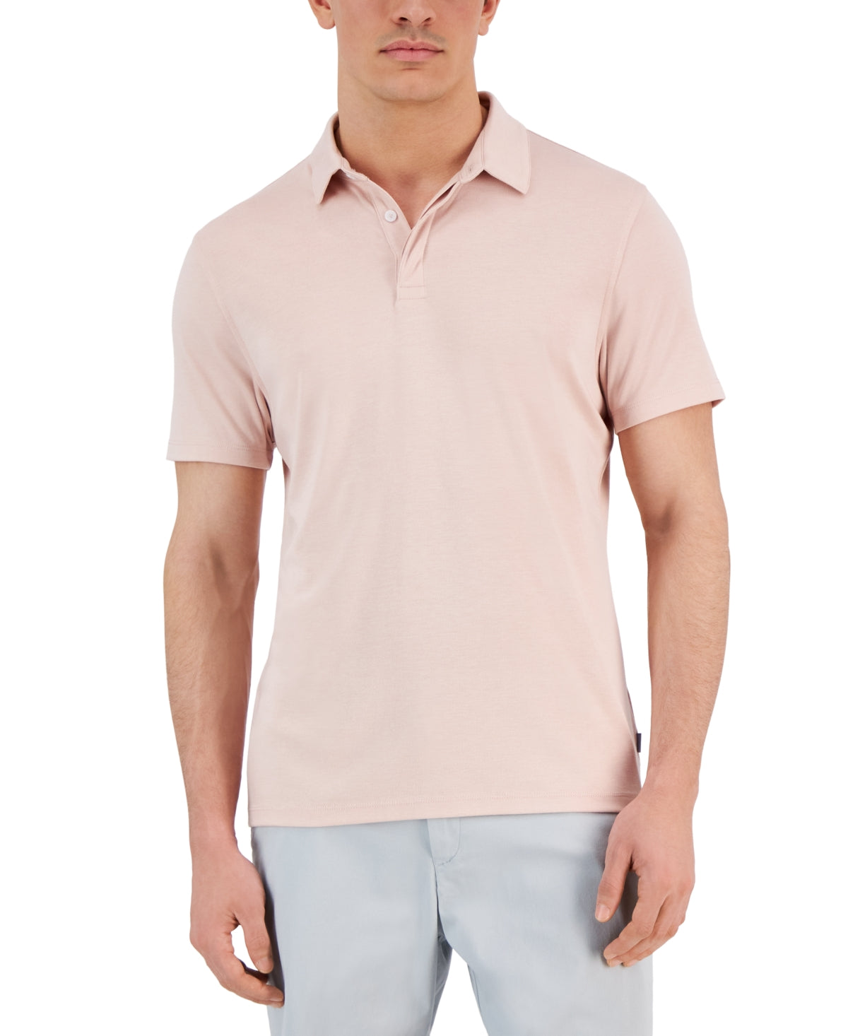 Alfani Men's AlfaTech Stretch Solid Polo Shirt Light Pink XL