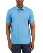 Alfani Men's Solid Short Sleeve Polo Shirt Day Flower Blue Small