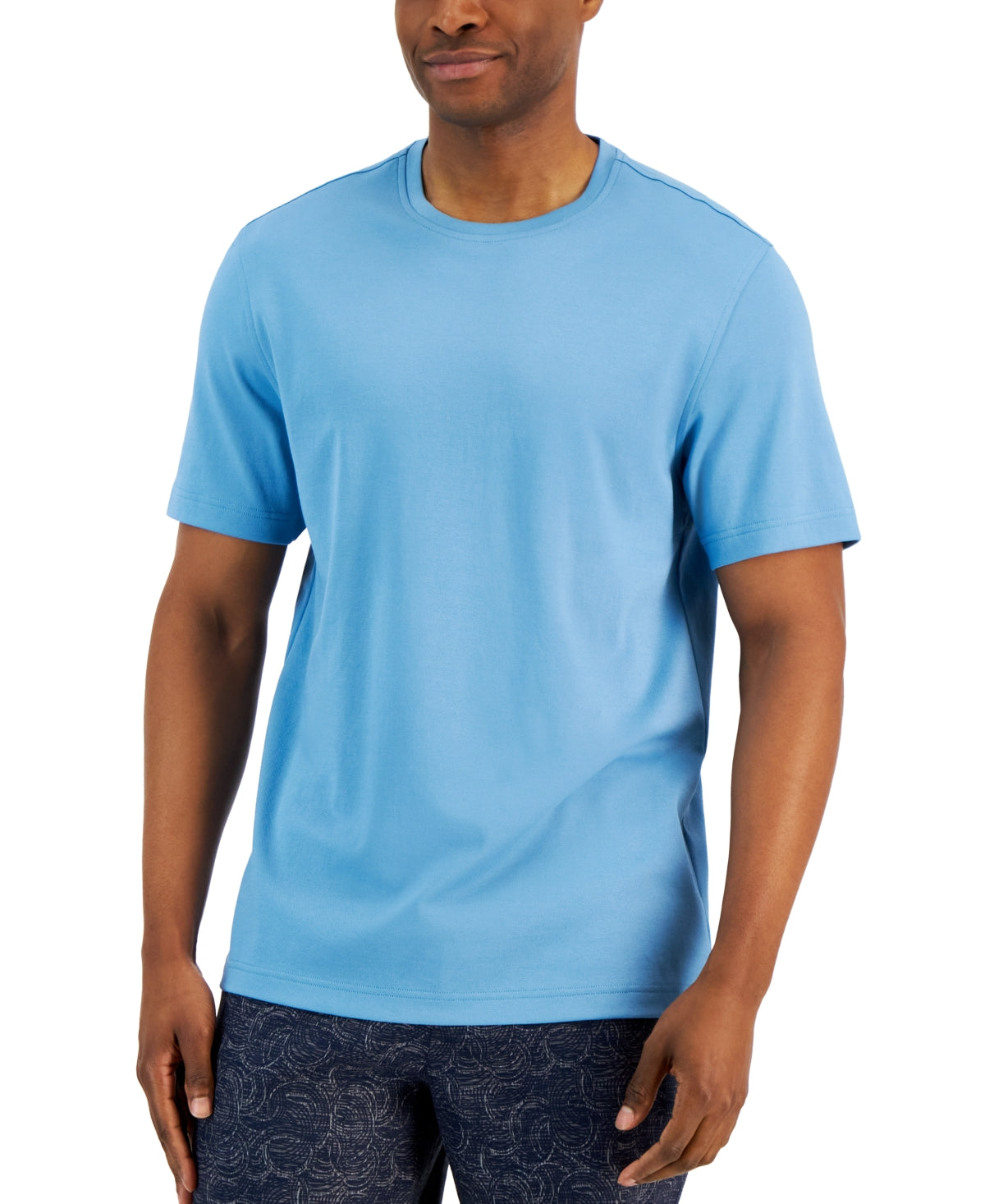 Alfani Men's Crewneck Short Sleeve Solid T Shirt Day Flower Blue XL