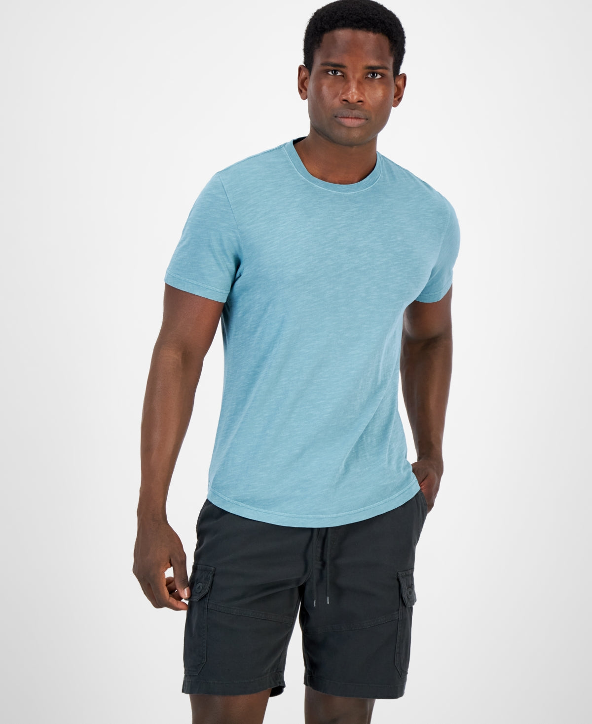 Sun Stone Mens Sun Kissed Regular Fit Short Sleeve T Shirt Aquatic Blue Small