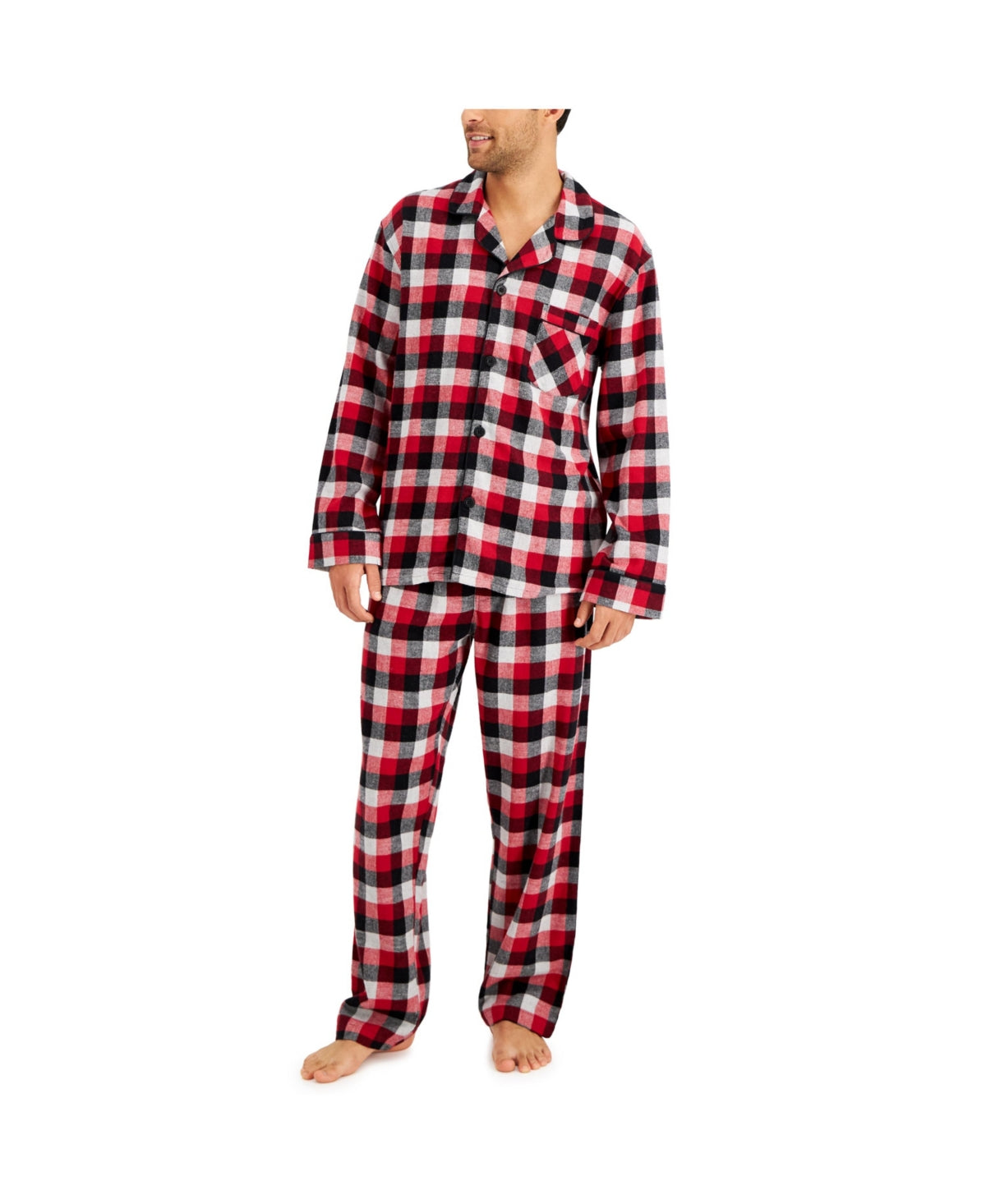 Hanes Men's Flannel Plaid Pajama Red/Black/White XL