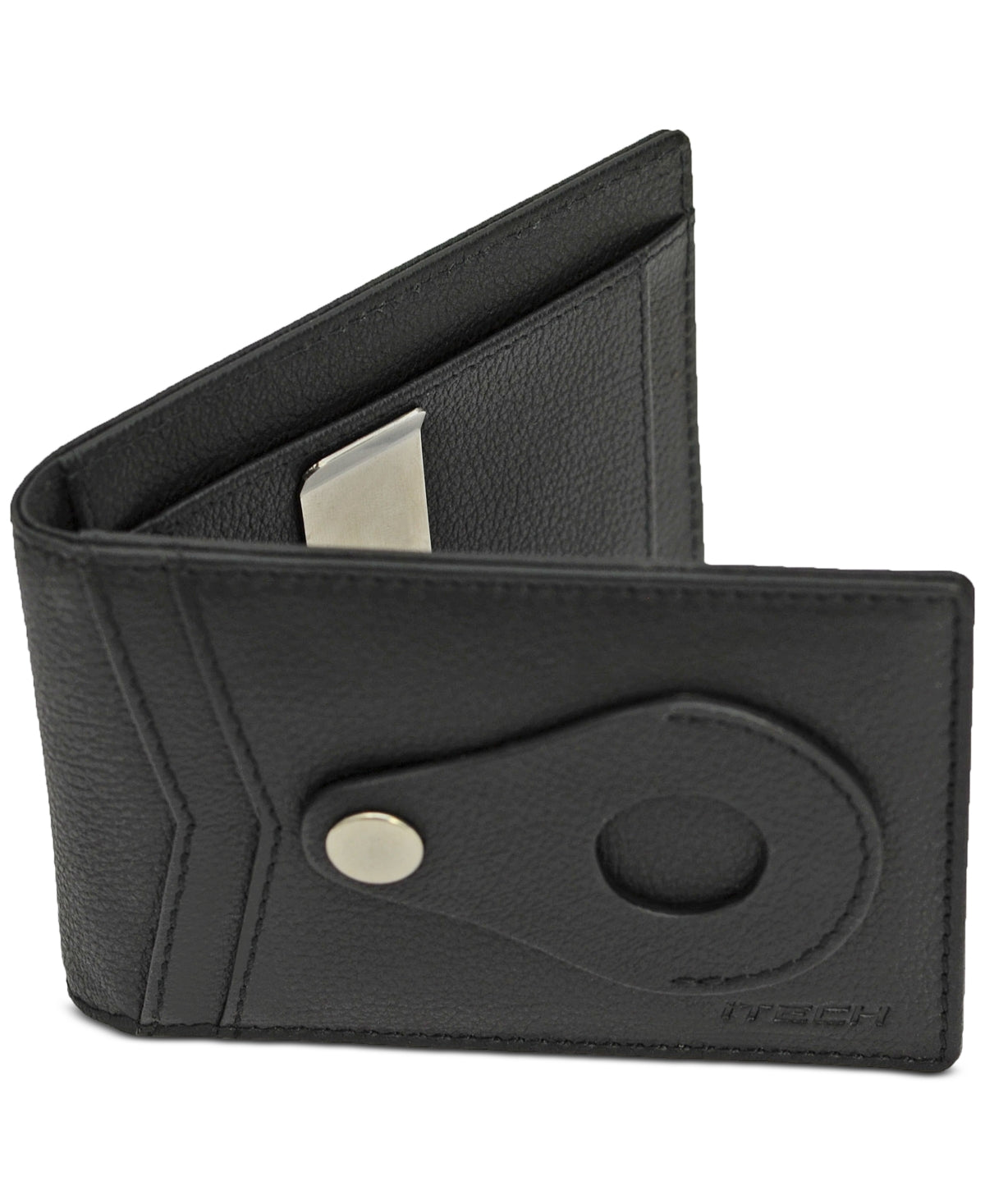 iTech Men's Bi Fold Wallet Money Clip Black