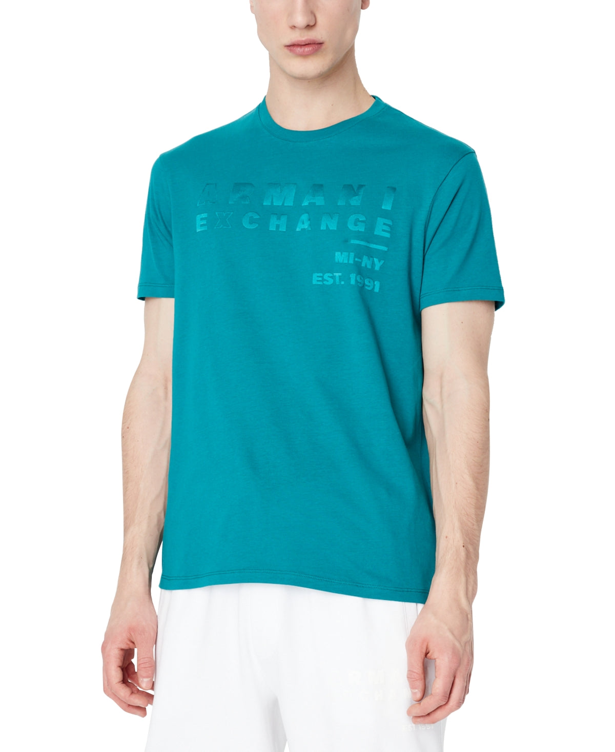 A X Armani Exchange Men's Metallic Logo Graphic Short Sleeve T-Shirt Green 2XL