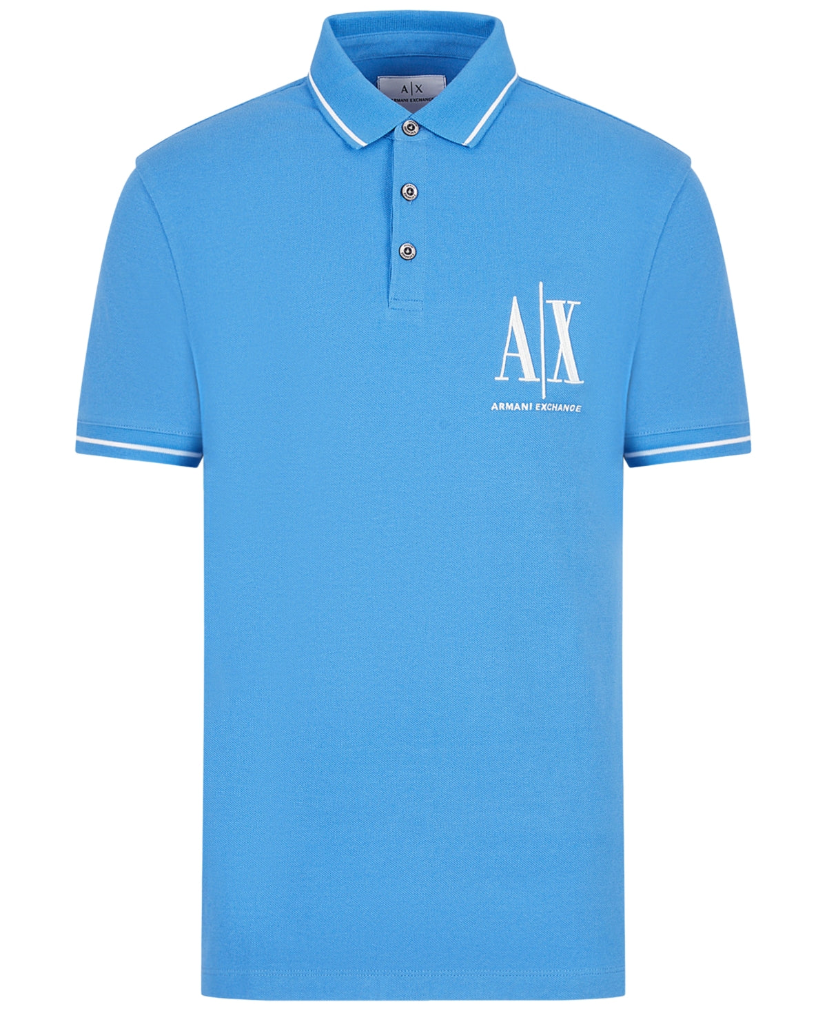 Armani Exchange Mens Icon Tipped Embroidered Polo Shirt Palace Blue Small