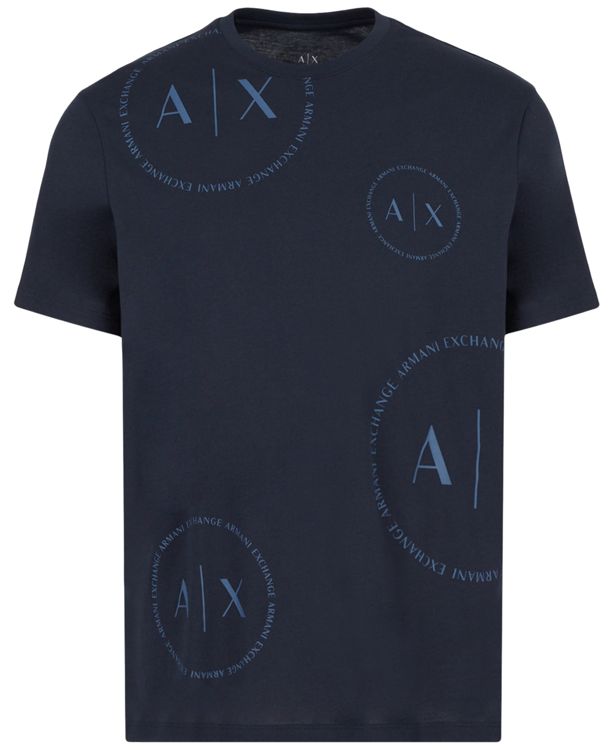 Armani Exchange Crew Neck Logo Print Short Sleeve T Shirt Navy Blue XXL