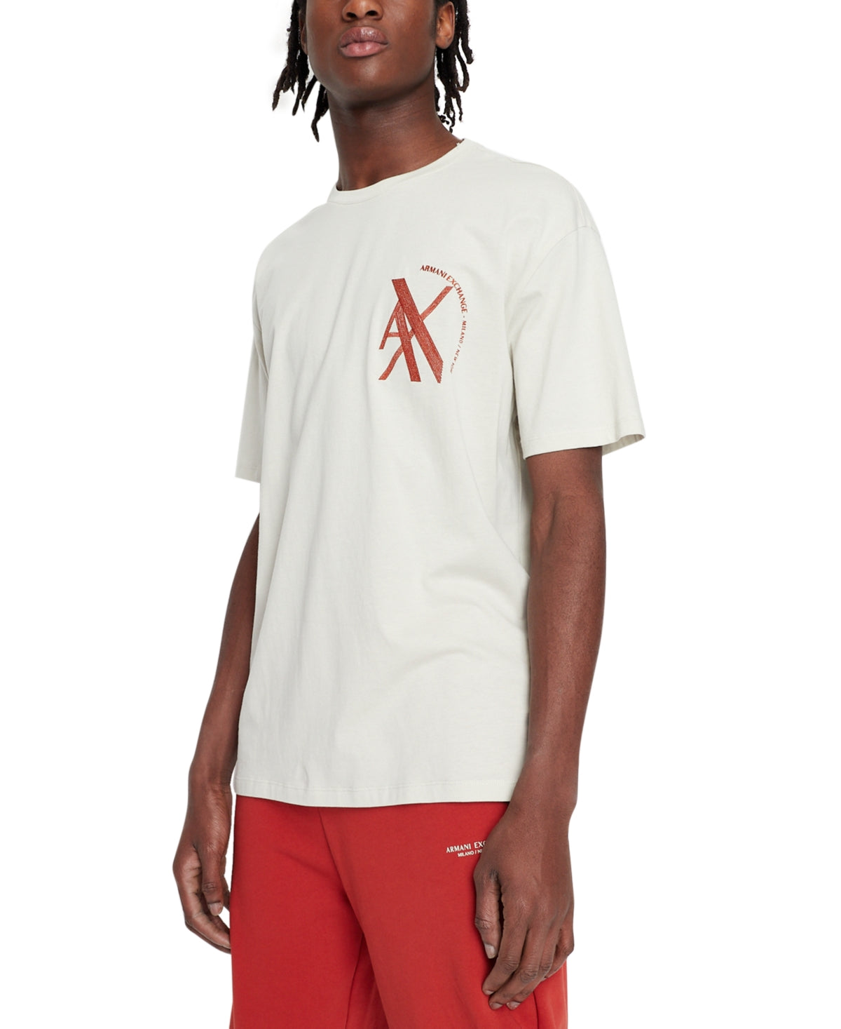 AX Armani Exchange Comfort-Fit Logo T Shirt Medium White Pepper