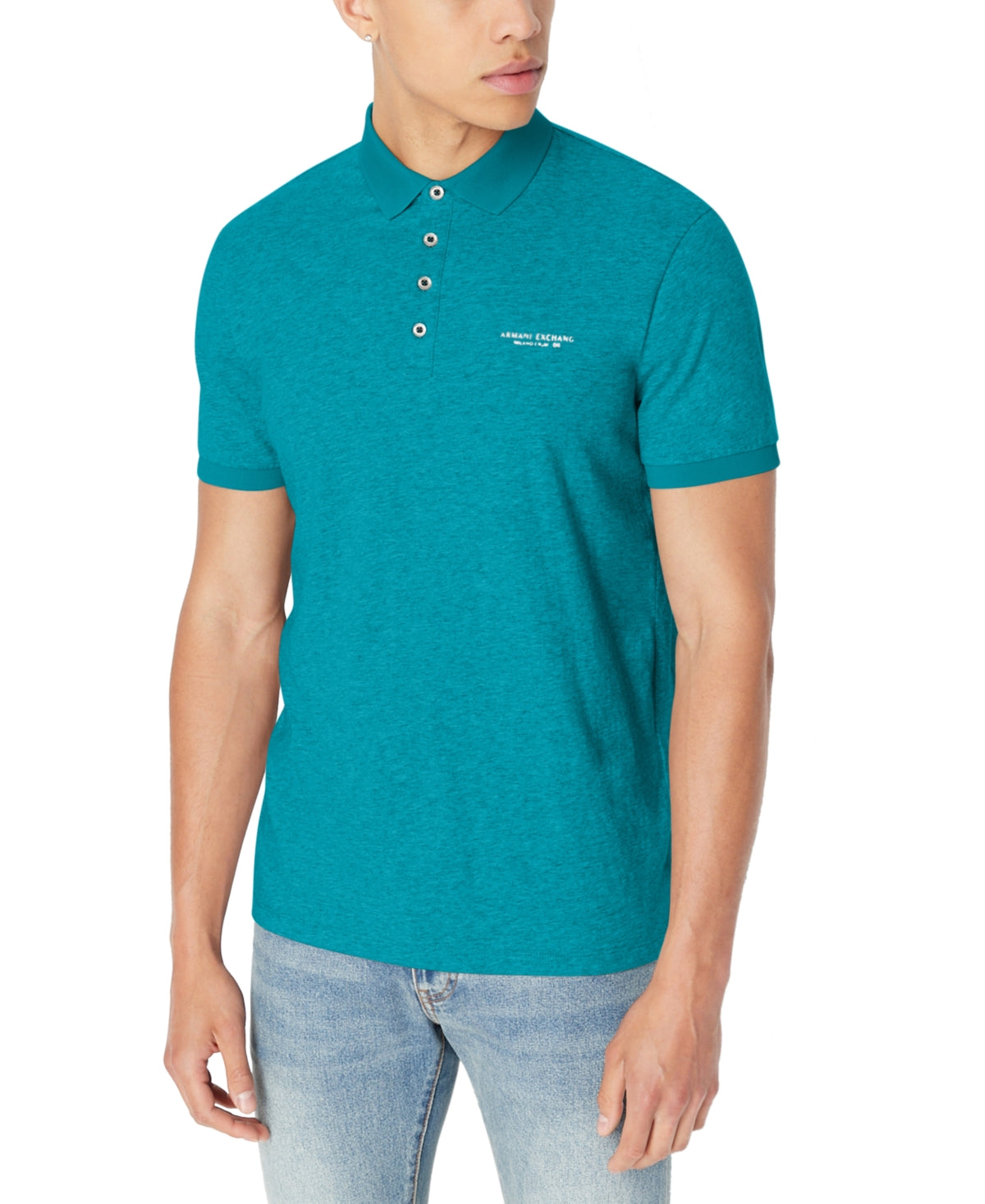 AX Armani Exchange Men's Milano NY Logo Short Sleeve Polo Shirt Deep Lake XL