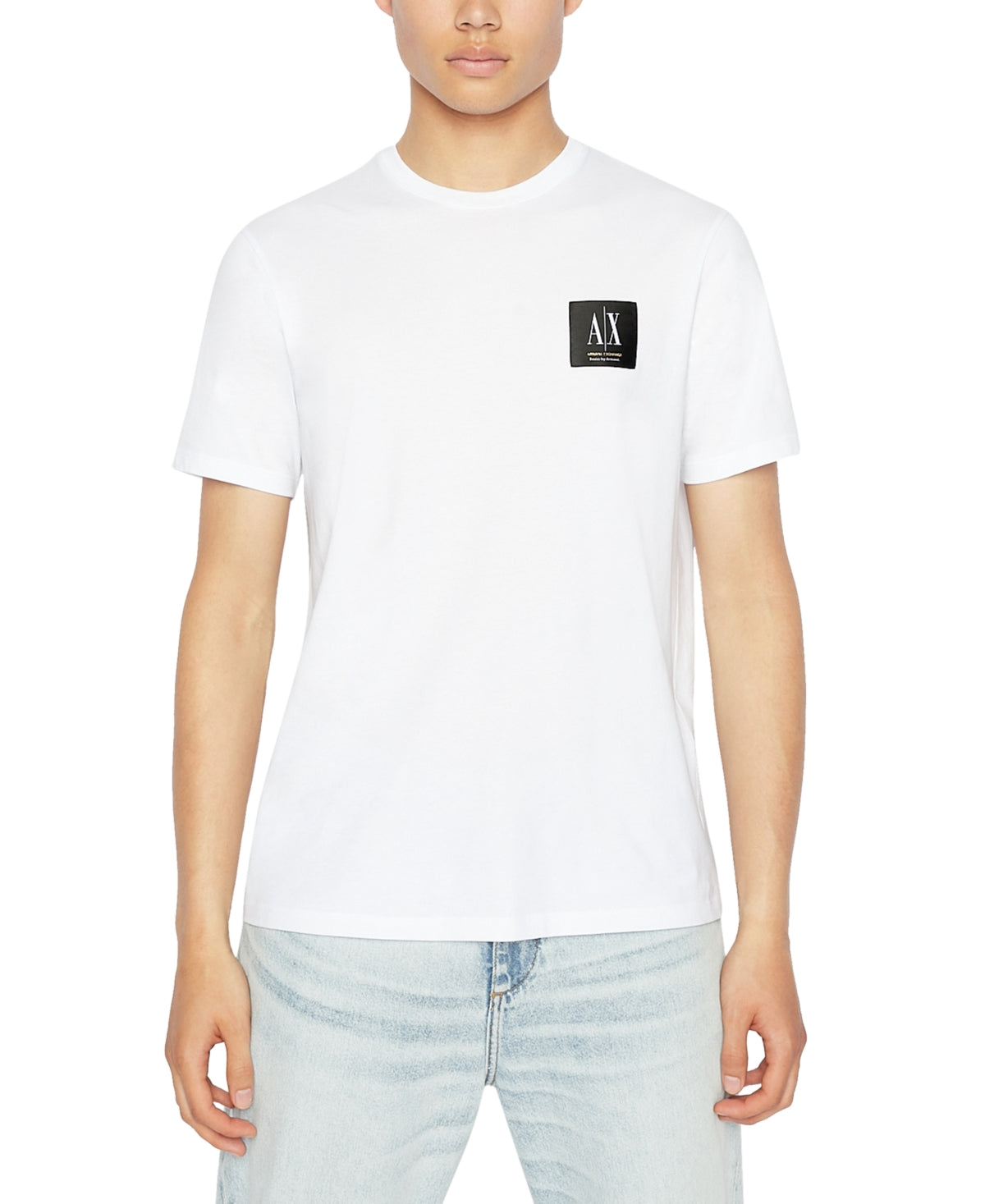 Armani Exchange Mens Logo Patch Crew Neck T Shirt Crisp White 2XL