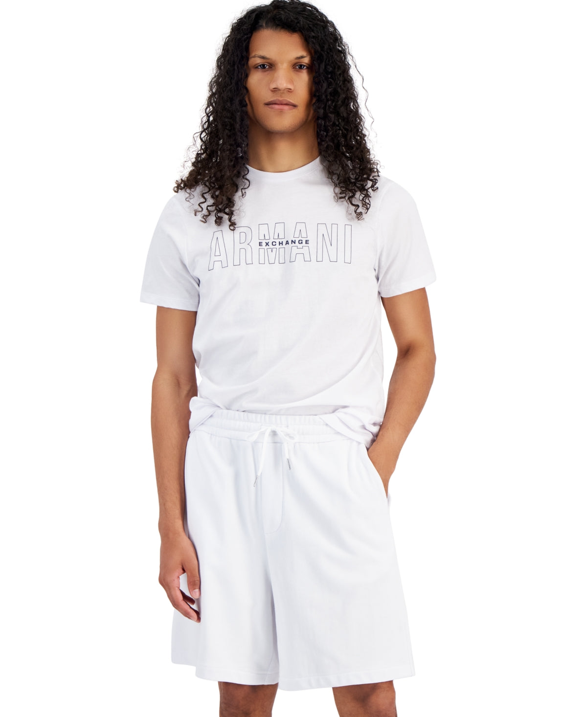 A|X Armani Exchange Men's Logo Drawstring Shorts White Medium