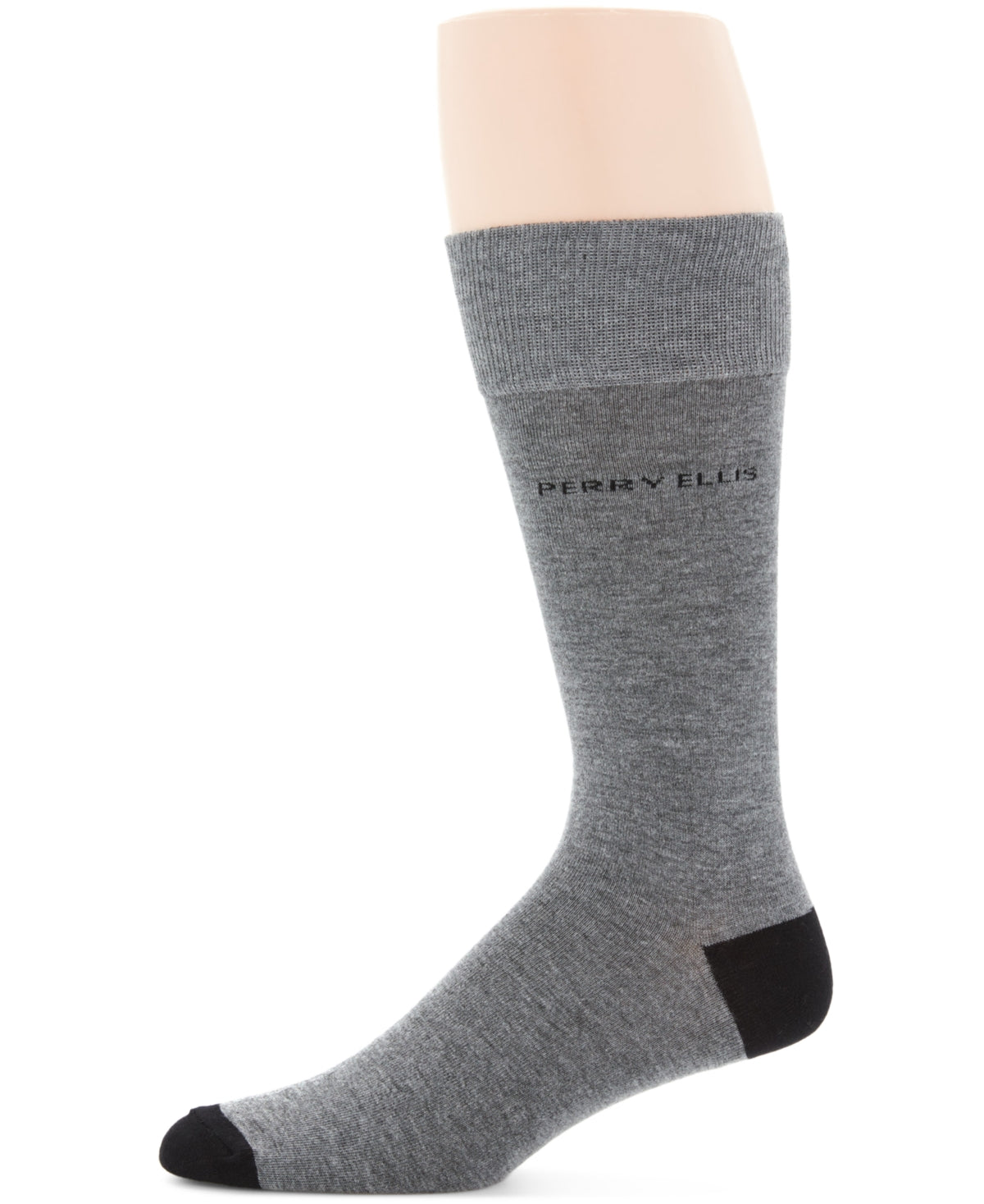 Perry Ellis Portfolio Men's Logo Crew Socks Charcoal Heather Grey One Size
