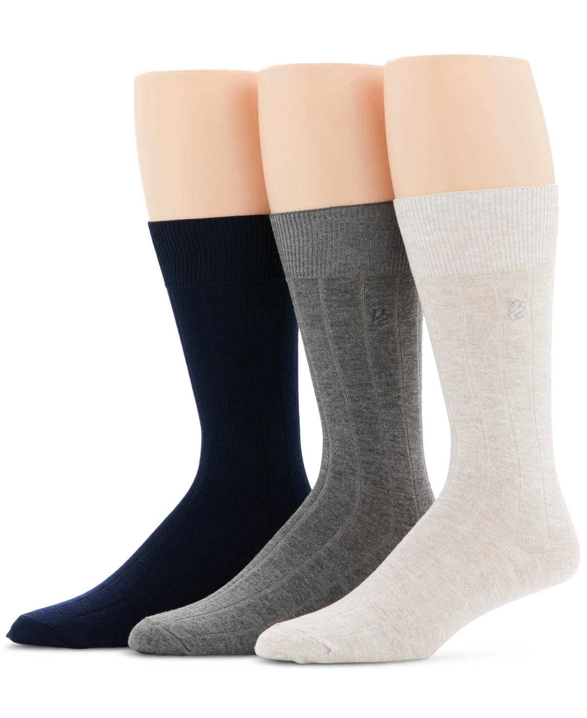 Perry Ellis Portfolio Dress Socks 3 Pack Black Grey Assorted One Size