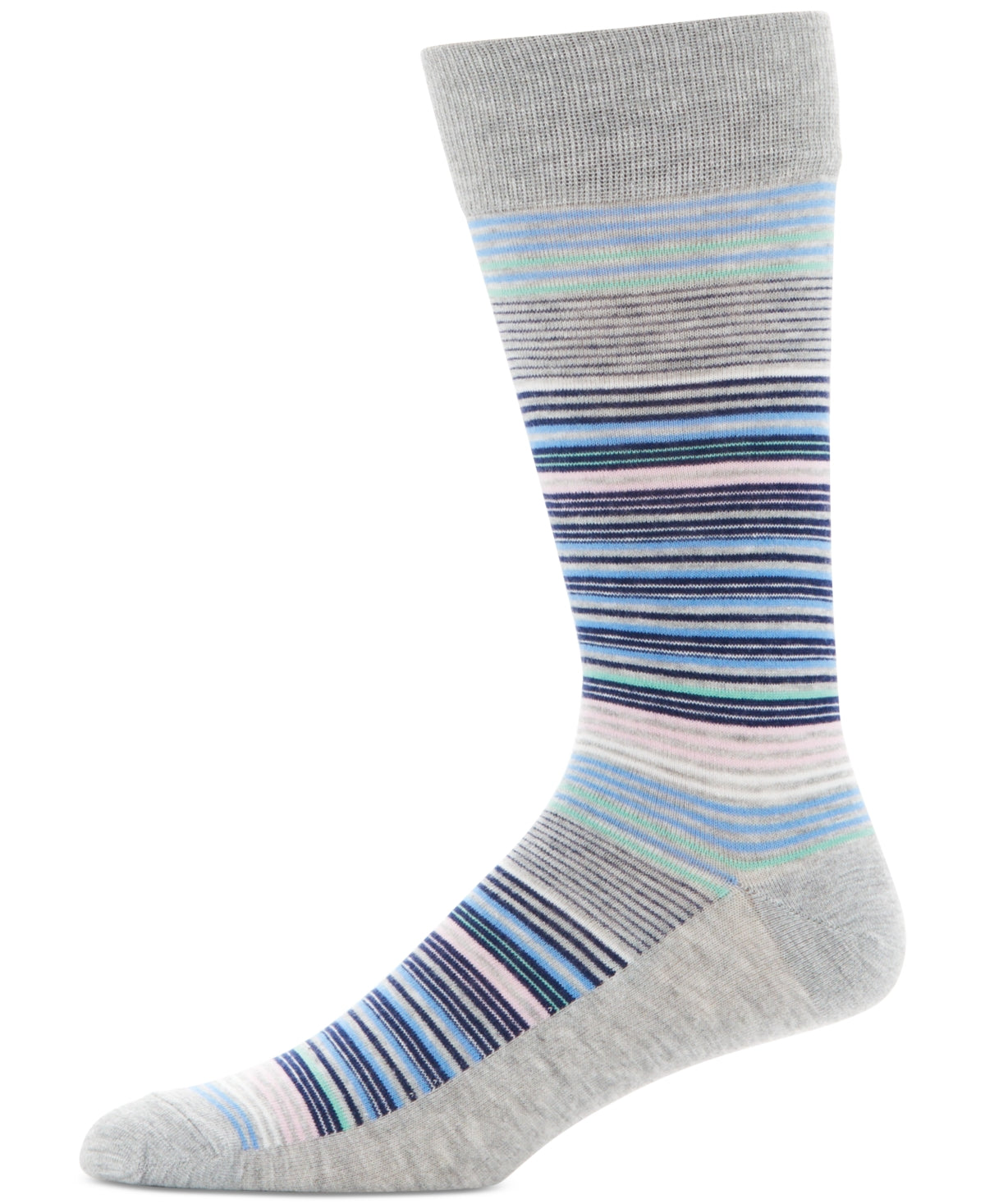 Perry Ellis Portfolio Men's Moisture Wicking Stripe Crew Socks Grey