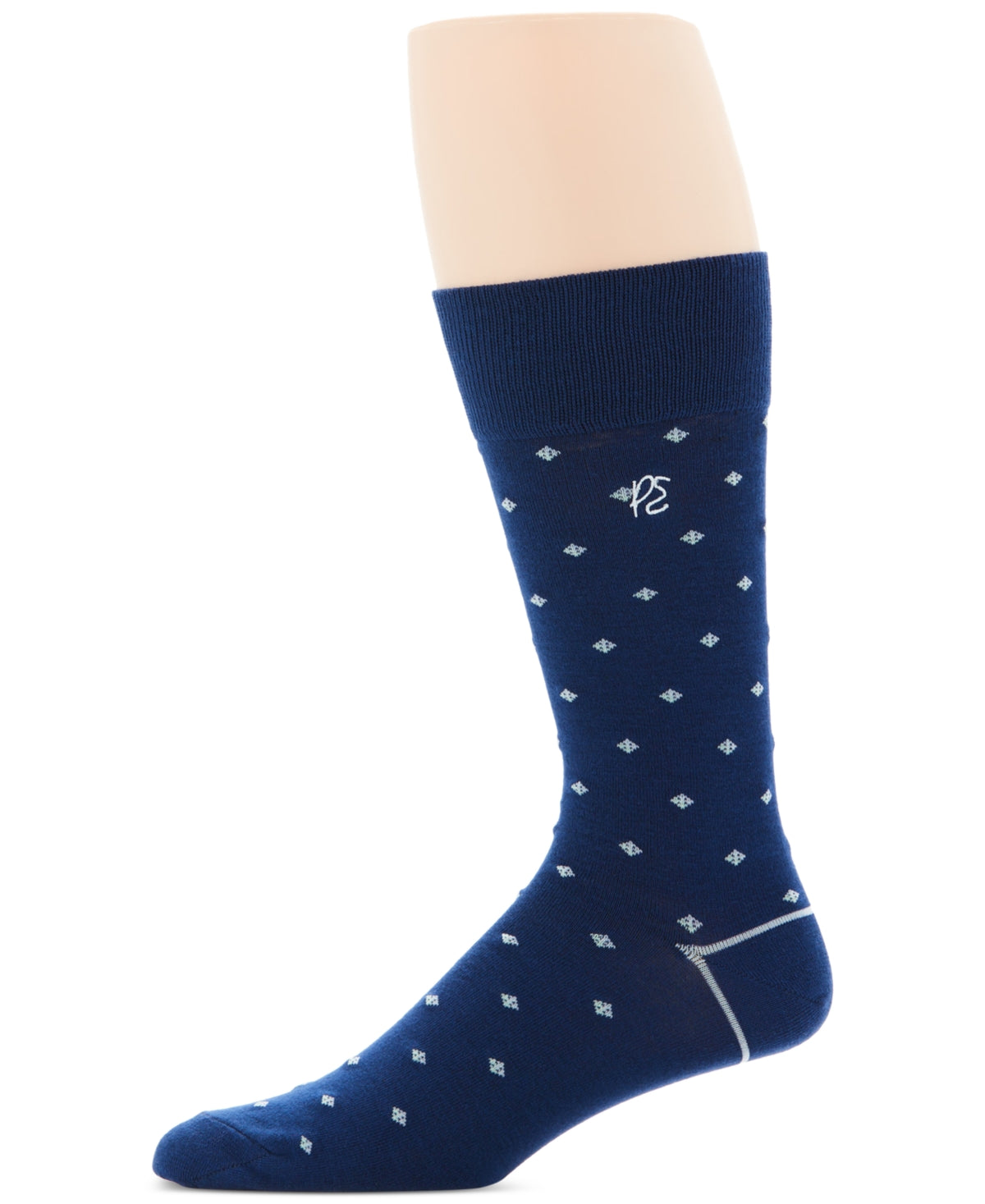 Perry Ellis Portfolio Men's Moisture Wicking Neat Crew Socks Blue One Size