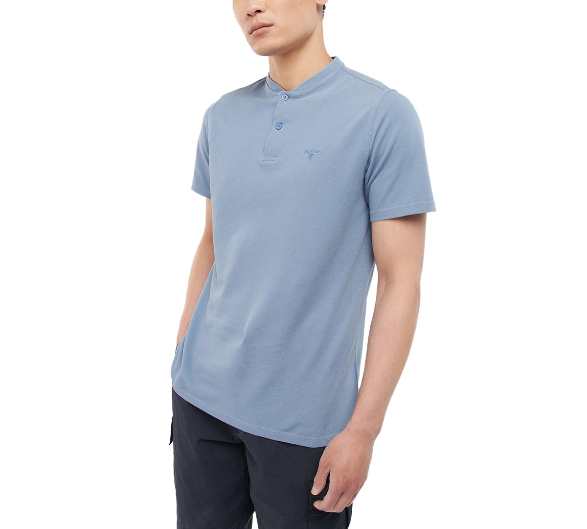 Barbour Men's Browney Short-Sleeve Henley T Shirt Small Washed Blue