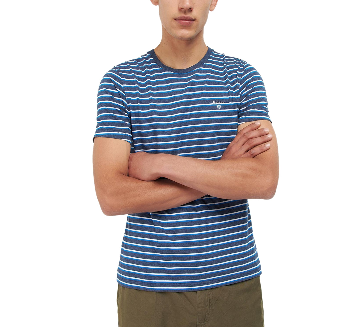 Barbour Mens Striped Ponte Crewneck T Shirt Small Blue