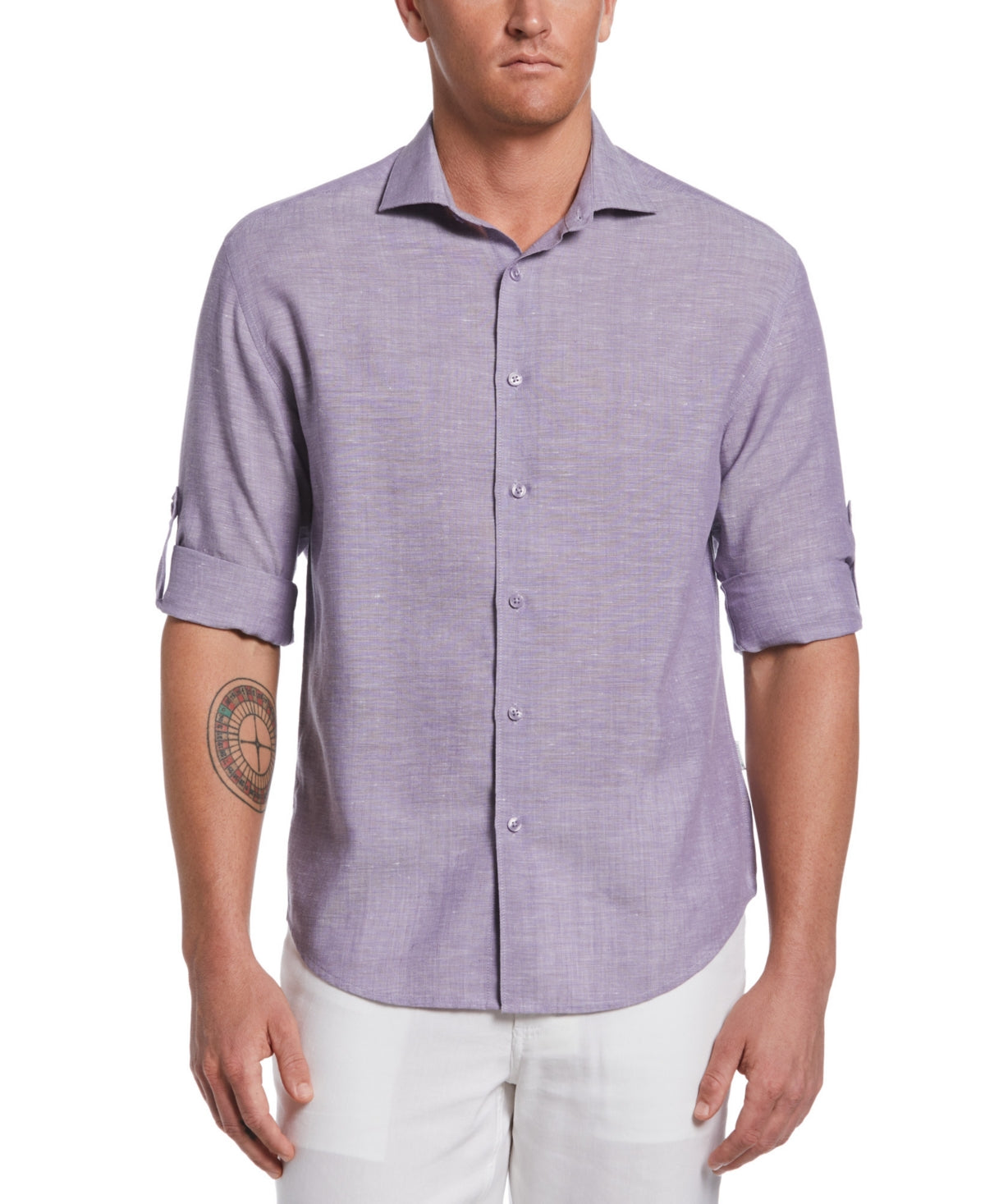 Cubavera Men's Wrinkle Resistant Button Down Shirt Purple 2XL
