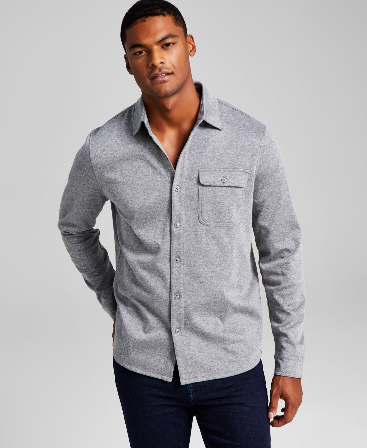 And Now This Mens Classic Fit Button down Shirt Light Grey Small