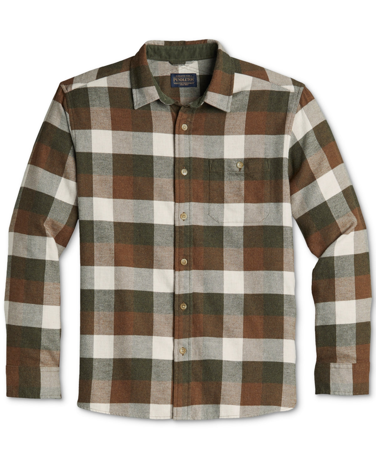 Pendleton Men's Long Sleeve Button Down Shirt Green Brown Check XL